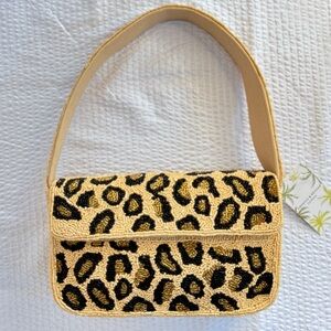 Leopard Beaded Shoulder Bag | Y2K Purse | Inside Zip Pocket | America and Beyond